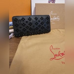 NIB Christian Louboutin Black Studded Panettone Wallet